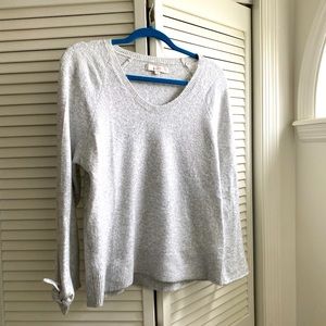 Super soft gray Loft sweater with sleeve bows